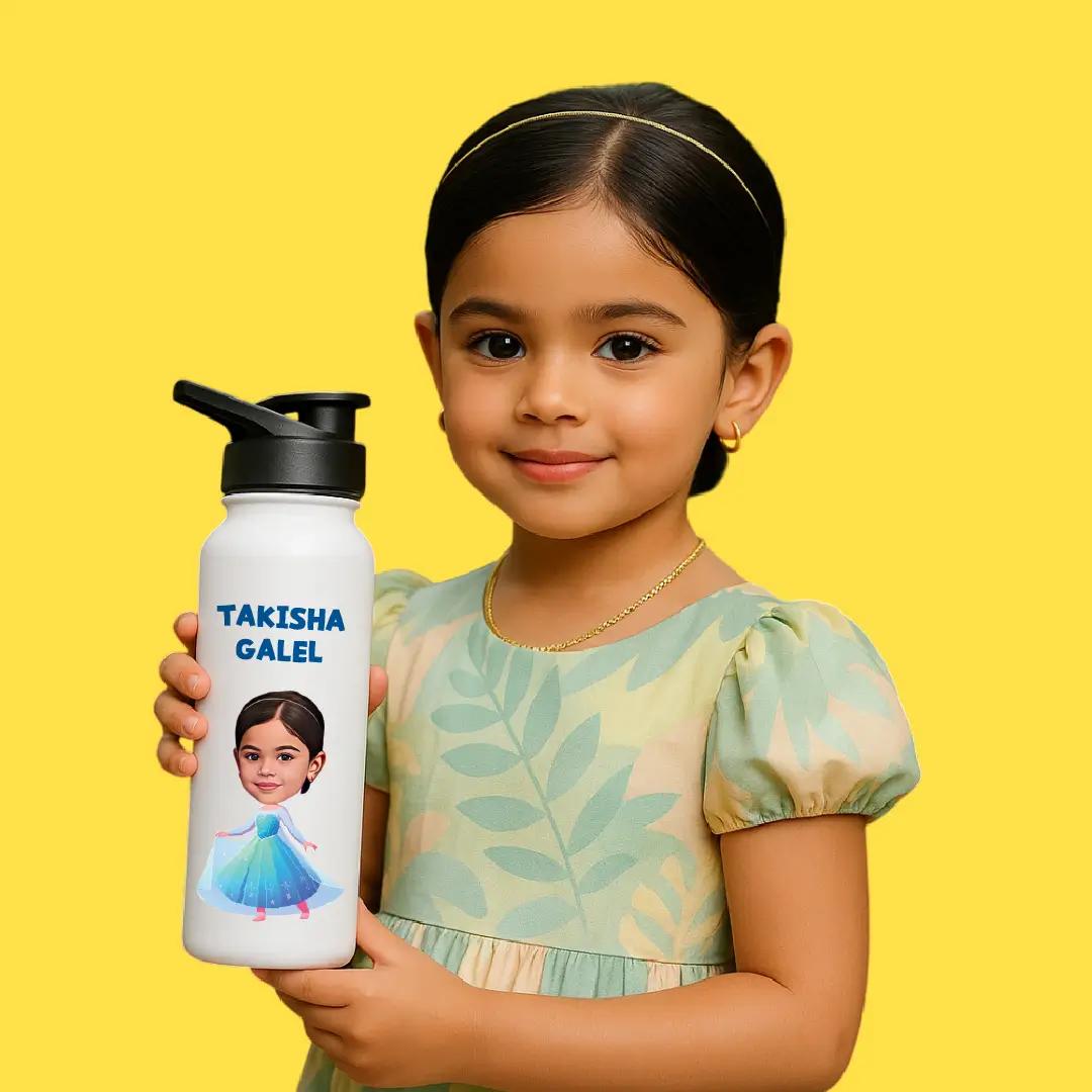 Personalised Character Water Bottle for Kids – 750ml Stainless Steel ...